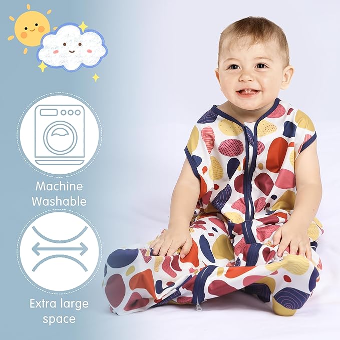 3 Pack Baby Sleep Sack 100% Rayon Cotton Baby Sleeping Bag 2-Way Zipper Toddler Wearable Blankets TOG 0.3. (Leopard&Cobble&Green, 6-12 Months)