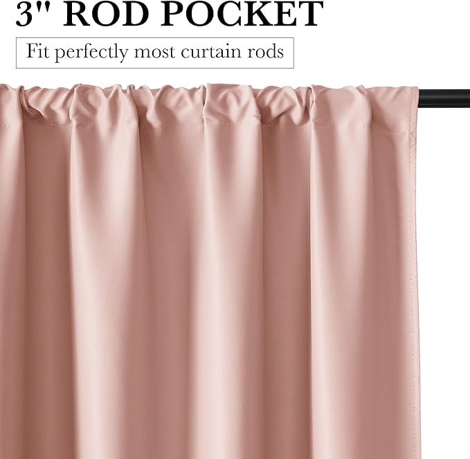 RYB HOME Bedroom Blackout Curtains 54 inches Long, 100% Blackout Thermal Insulated Noise Reducing Curtains for Living Room Nursury, 42 inches Wide by 54 inches Long, Peach Pink