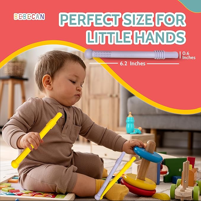Teething Sticks for Babies 0-36 Months – Super Soft Silicone Teething Aids, Infant Oral Soothing Relief, Multicolor 6-Pack