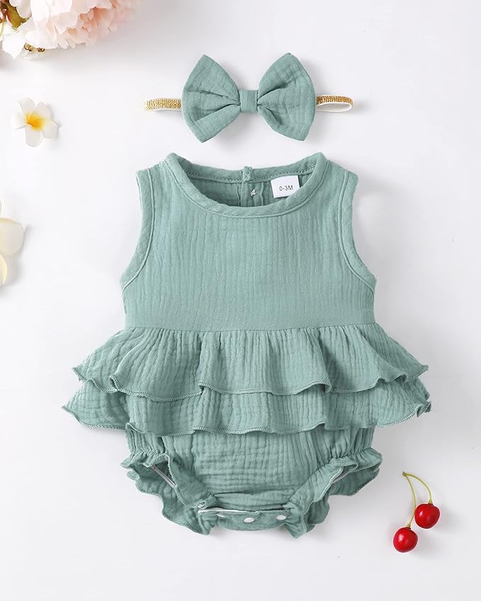 Renotemy Newborn Infant Baby Girl Clothes Rompers Summer Jumpsuits Short Sleeve Romper Infant Baby Clothes Girl