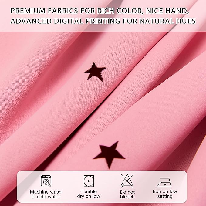 XiDi Pink Curtains for Bedroom Decor, Baby Pink Kids Blackout Curtains for Girls Room, Princess Unicorn Wall Decor Set of 1 Panel, Pink42/54/1