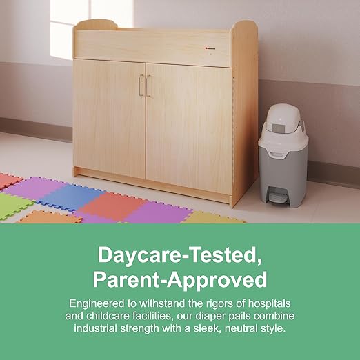 Foundations Mini Hands-Free Diaper Pail with Airtight Lid - Durable & Odorless Diaper Disposal, Large Capacity, Holds up to 30 Newborn Diapers, Refill with Any Bags - Sand