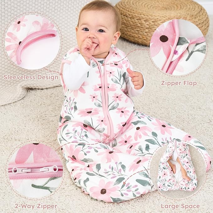 Yoofoss Baby Sleep Sack 12-18 Months, TOG 2.5 Baby Wearable Blanket with 2-Way Zipper, 100% Organic Cotton Fabric Winter Newborn Sleeping sack, Warm Soft Comfy(Large)
