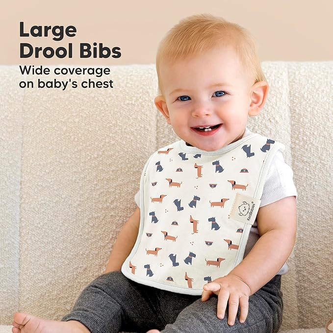 KeaBabies 8-Pack Organic Baby Bibs for Boys, Girls - Super Absorbent Cotton Drool Bibs for Baby Girl & Boy, Teething Toddler, Drooling Newborn, Ultra Soft & Machine Washable (Pets & Paws)