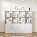 White Bookshelf, Wood Bookcase with 3 Tier Shelves, 12 Cube Storage Organizer with Doors for Bedroom, Living Room, 47.8" W x 39.1" H