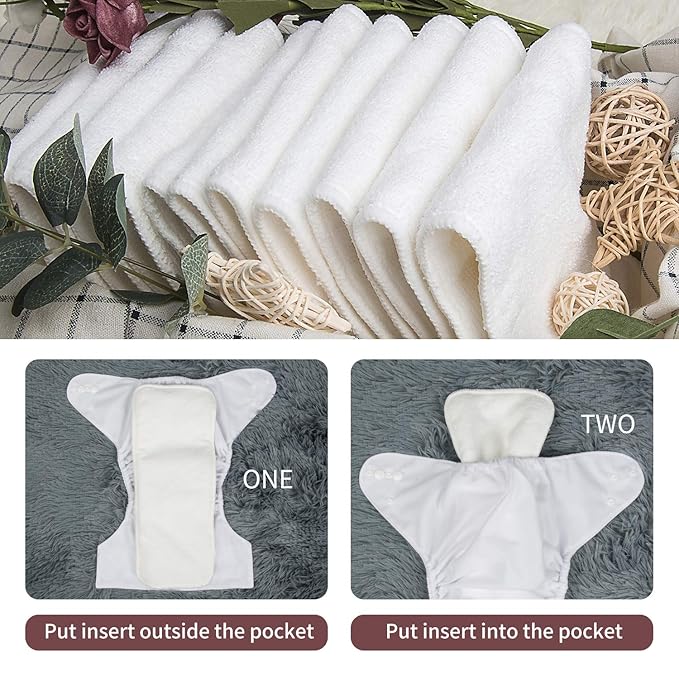 ALVABABY 6 Pack with 12 Inserts Baby Diaper Pocket Cloth Diapers Reusable Washable Adjustable for Baby Boys and Girls 6DM35