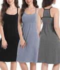 SUIEK 3-Pack Maternity Nursing Nightgown Cotton Breastfeeding Dress Pregnancy Tank Tops Sleepwear