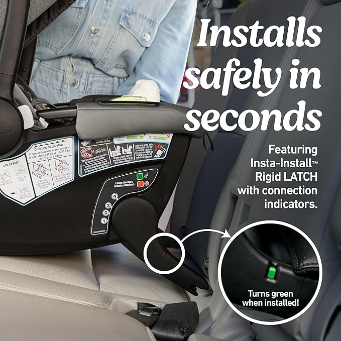 Graco Gomax Infant Car Seat, Ace, Lightweight, Reclining Rear Facing Car Seat Installs with or Without a Base