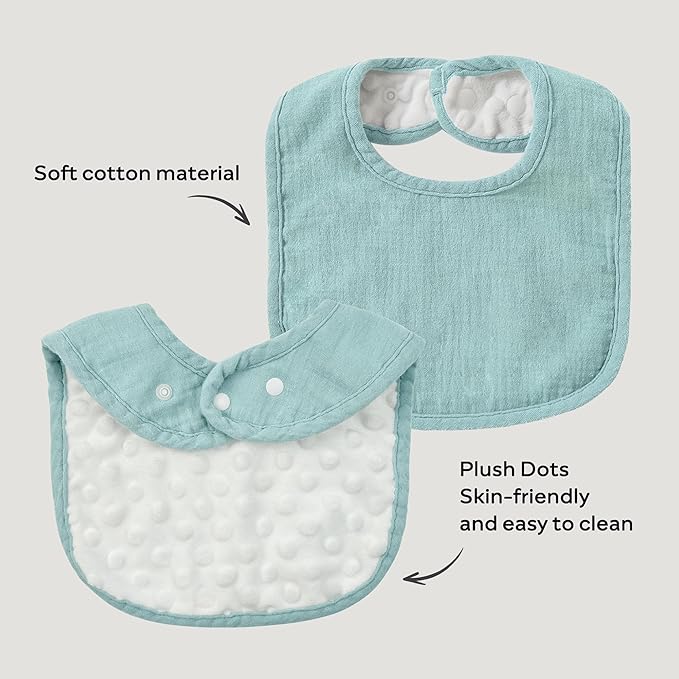 JELLYMONI 8 Pack Muslin Drool Bibs for Babies - Soft Adjustable Bandana Bib with Snaps, Absorbent Unisex Teething Bib for Newborn Girls & Boys
