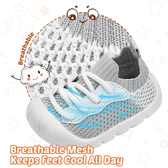 Baby Walking Shoes Toddler Girl Boy Soft Sole Breathable Cotton Canvas Shoes Infant Lightweight Non-Slip Safer Slip-on First Walkers Shoes Casual Tennis Wide Sneakers Rubber Soles Running Outdoor