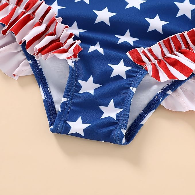 Happy Town Toddler Swimsuit Girl Solid Color Stripe One-Piece Baby Bathing Suits