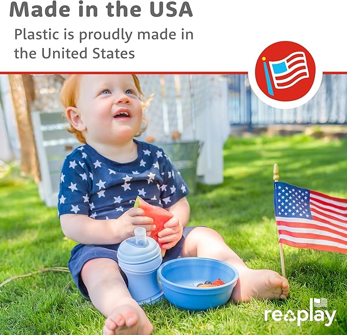 Re-Play 12 oz. Toddler Bowls Set of 4 - Kids Deep-Walled, Durable & Reusable Snack and Meal Bowls, Dishwasher & Microwave Safe, BPA-Free, Made in USA from Recycled Plastic, Preschool