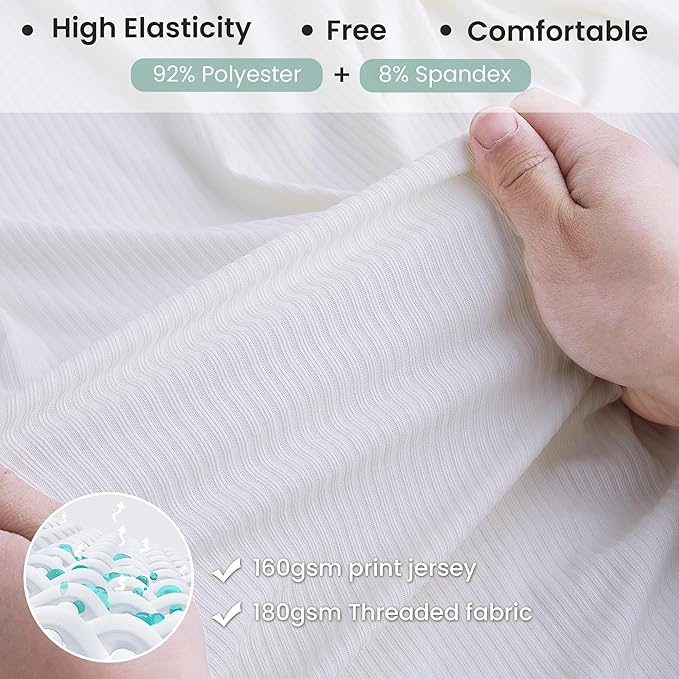 Jersey Swaddle Blanket, Ultra Soft Stretchy Receiving Blanket, Baby Girl Newborn Rainbow Swaddle Wrap, 40 x 30 inches, 2 Pcs, White & Green