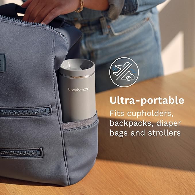 Baby Brezza Portable Warmer – 67% Faster Baby Bottle Warming - Travel Breastmilk and Formula Warmer - Safe, Even Heating - Up to 9oz - No Adapters, Green