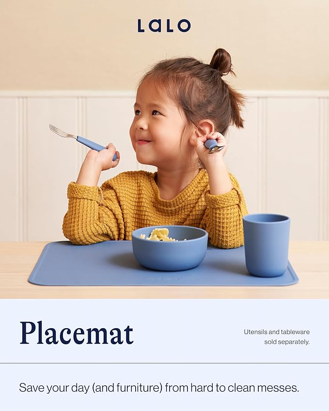 Lalo Silicone Placemat for Toddlers & Babies - Non-Slip Kids Placemat for Restaurants & Dining Tables - Non-Toxic & BPA Free Safe - for Ages of 4 Months and Up - Lavender