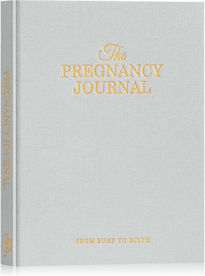 Lanpn My Pregnancy Journal Memory Book for First Time Mom, 156 Page Pregnant Announcement Must Have Planner Scrapbook, Pregnancy Tracking Diary Mom to Be Keepsake Gift for Expecting New Parent Grey