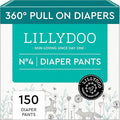LILLYDOO Diaper Pants Toddlers - Size 4 (20-31 lbs), Monthly Supply (150 Count), Skin-Friendly, Ultrasoft, Chlorine-Free, Snug Fit & Absorbent Pull On Diapers