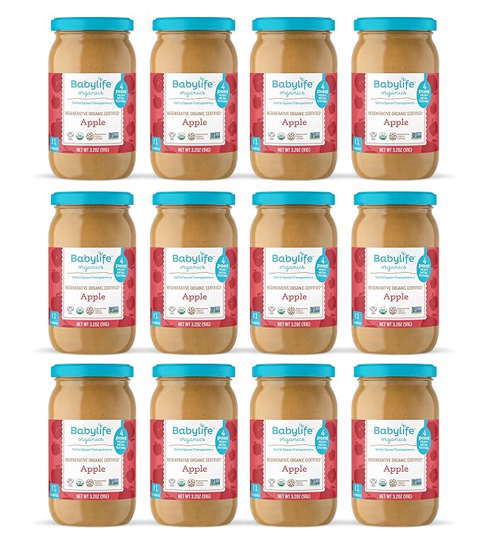 Babylife Organics Stage 1 – Heavy Metal Safe, Organic Baby Food - Apple, 3.2 Ounce Jar (12 Pack)