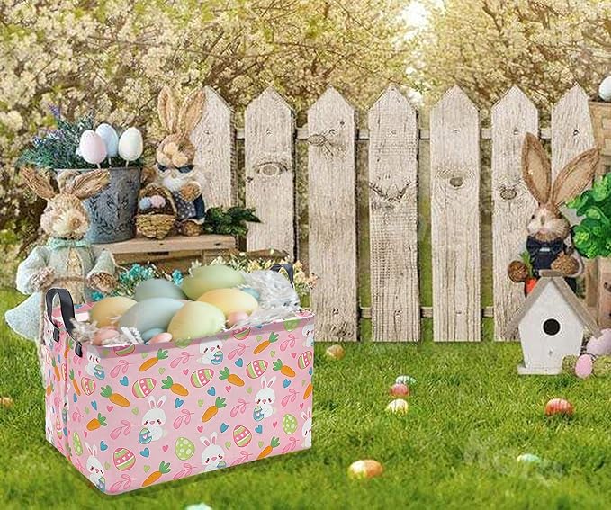 Easter Gift Eggs Storage Basket Kids Toys Storage Basket Organizer Box Clothes Laundry Hamper Bunny Nursery Basket with Handles