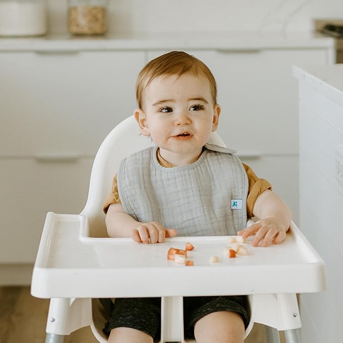 Little Unicorn Premium Classic Bib 3 pack | Adjustable as baby grows | Soft fabric on skin | Great for first time eaters (Tropical Leaf)