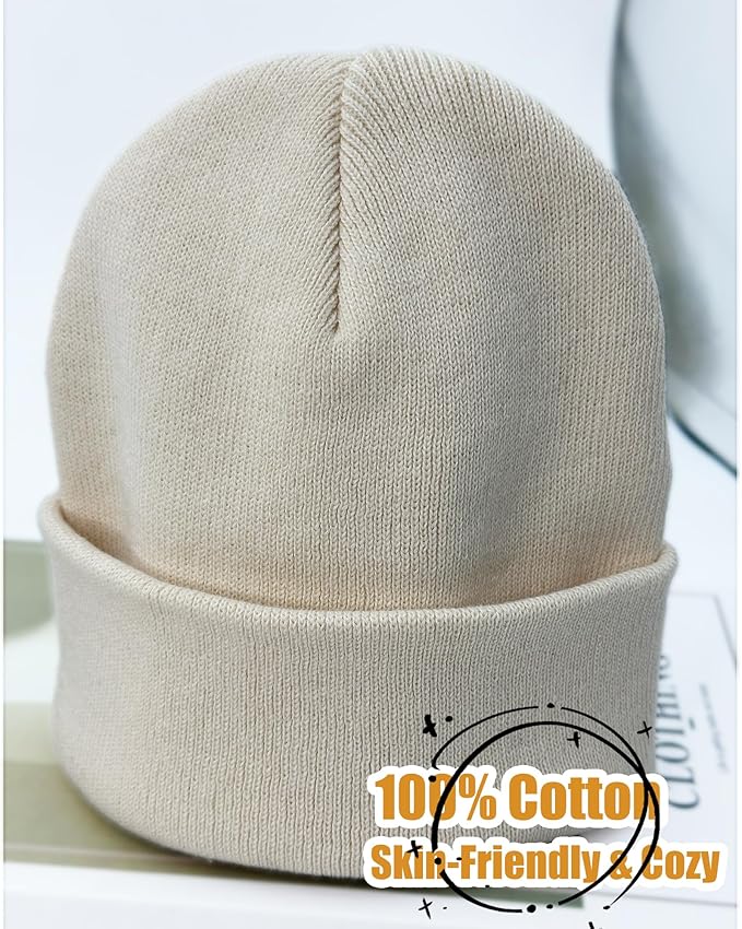 ROYBENS 100% Cotton Baby Beanie Cute Toddler Winter Hat Boys Girls Kids Soft Warm Knit Cuffed Caps Beanies for 0-8 Years