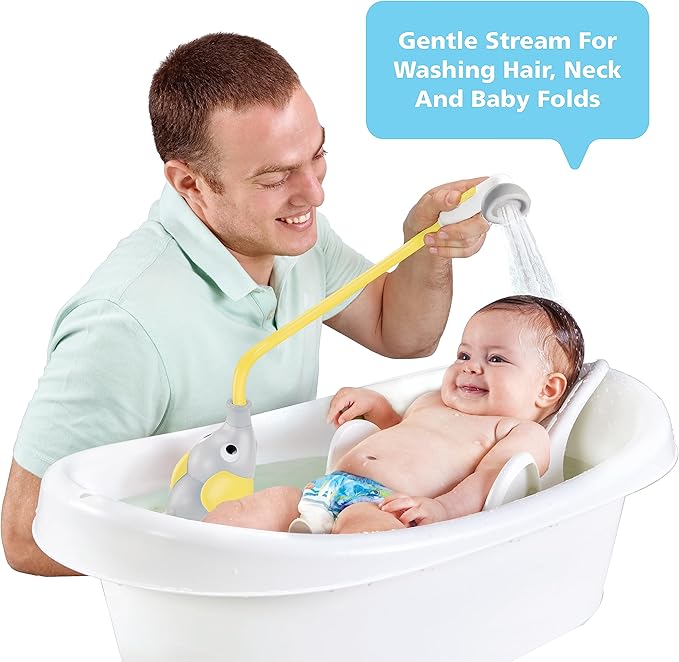 Yookidoo Baby Bath Shower Head - Elephant Water Pump and Trunk Spout - for Newborn Babies in Tub Or Sink (Yellow)