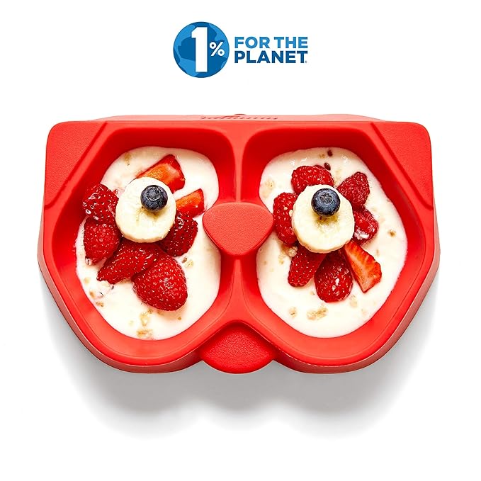Nummy BOWL - Pure Silicone Bowl with Hidden Suction Cup for Babies and Toddlers | BPA and Phthalate Free | Microwave and Dishwasher Safe | Great Baby Gift (Red, Puppy Pal Collection)