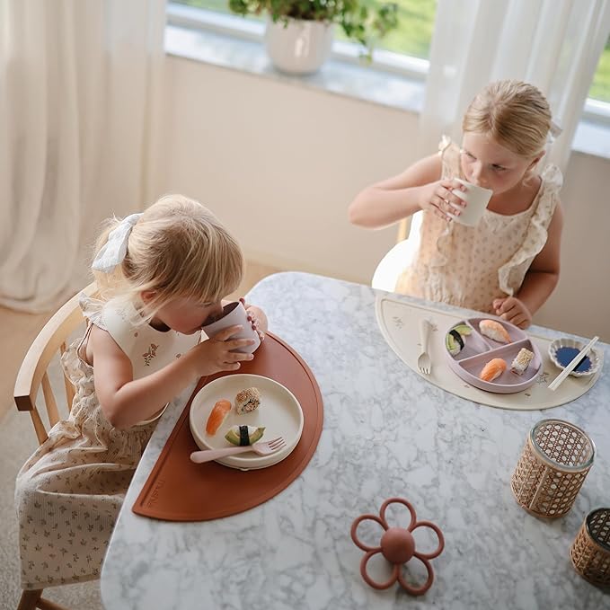 mushie Silicone Placemat for Kids | BPA-Free Non-Slip Design (Whales)