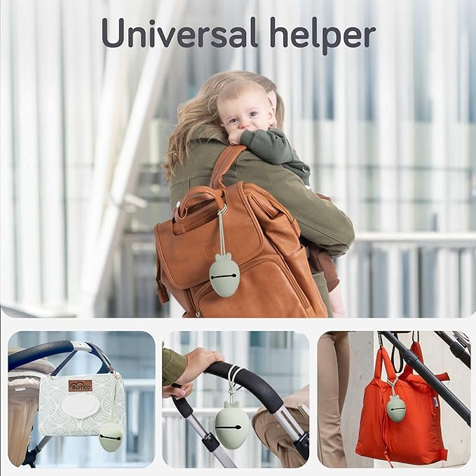 Baby Uma Silicone Pacifier Holder Case - BPA-Free, Dishwasher-Safe & Universal Pacifier Case for Diaper Bag, Fits 2 Pacis