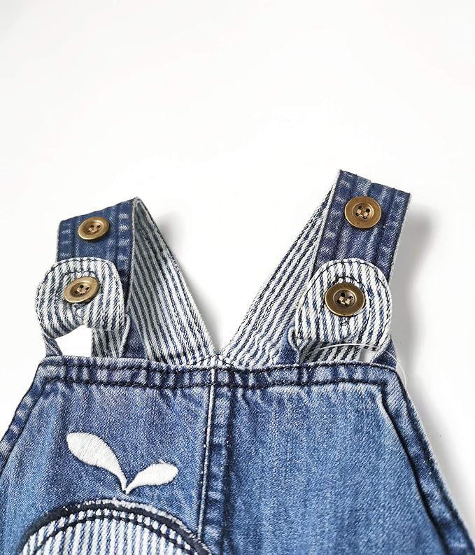 KIDSCOOL SPACE Baby Little Kids Cute Denim Embroidered Fashion Jean Overalls