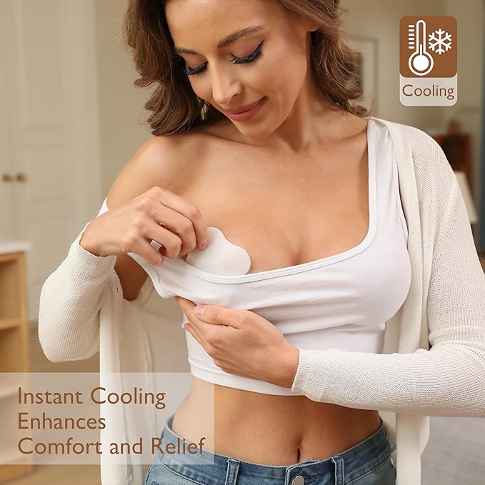Hydrogel Soothing Gel Pads for Breastfeeding: Breast Pads Reusable for Instant Pain Relief | Provides Cooling Effect | Healing Nipples - 12 Packs(24 Count)