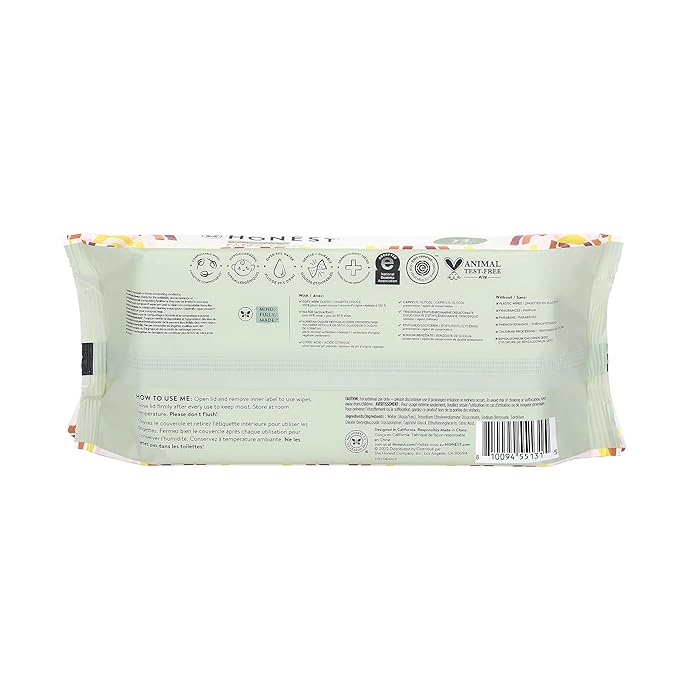 The Honest Company Clean Conscious Multi-Use Wipes Hypoallergenic and Unscented for Sensitive Baby Skin Over 99% Water Compostable Plant Based Baby Wipes Balance Blues 60 Count