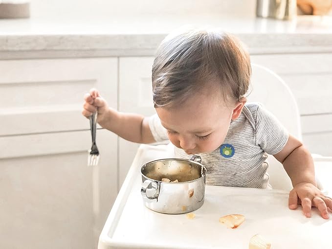 Children's Stainless Steel Bowl with Handles | Adorable Frog Design | Premium 304 (18/8) | 1-Piece | Perfect for Babies, Toddlers & Kids
