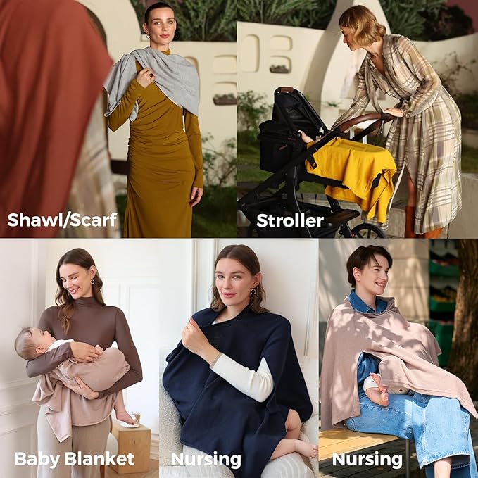 Momcozy Nursing Cover for Breastfeeding, Soft Privacy Poncho, Multi-Use Nursing Shawl, Portable Breast Feeding Covers for Women, Includes Laundry Bag (Rose Taupe)