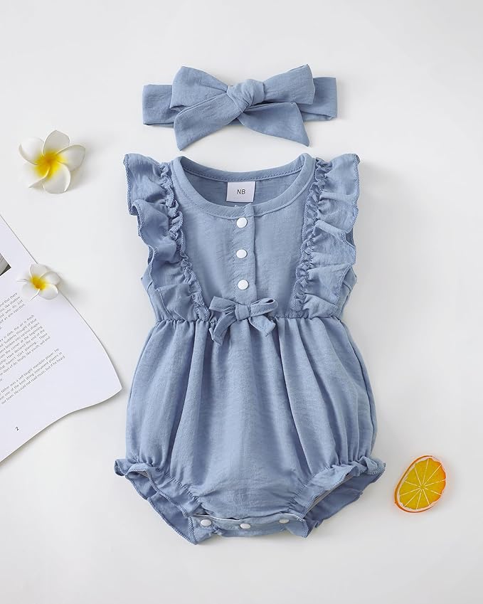 Renotemy Newborn Infant Baby Girl Clothes Rompers Summer Jumpsuits Short Sleeve Romper Infant Baby Clothes Girl