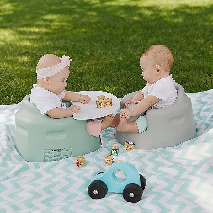 Bumbo Baby Floor Seat, Portable Infant Sit Up Activity & Eating Chair with Tray Accessory, Hemlock - Feeding and Sitting Lounger for Babies and Infants Ages 3 to 12 Months