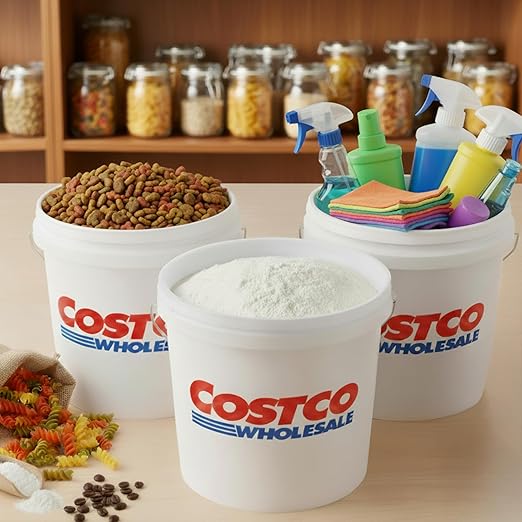 5 Gallon Bucket - 3 Pack Made in USA, White, Heavy Duty BPA-Free Plastic Bucket, Comfortable Handle, Easy to Clean, Perfect for on The Job, Home Improvement, or Household Cleaning