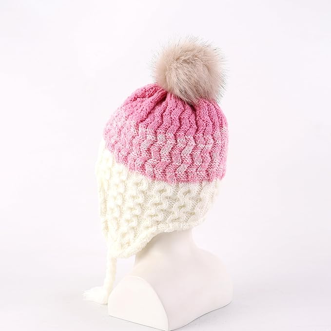 LANGZHEN Toddler Kids Infant Winter Hat,Earflap Knit Warm Cap Fleece Lined Beanie for Baby Boys Girls