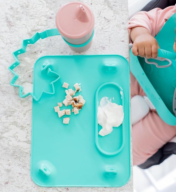 Busy Baby Bottle Bungee - Sippy Cup Strap - Keeps Bottles and Sippy Cups Off The Floor - Food Grade Silicone - Dishwasher Safe (Pink)