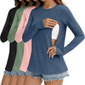 4 Pack Women's Nursing Breastfeeding Tops, Long Sleeve Maternity Shirts Loose Fit Hidden Zipper Pregnancy Clothes