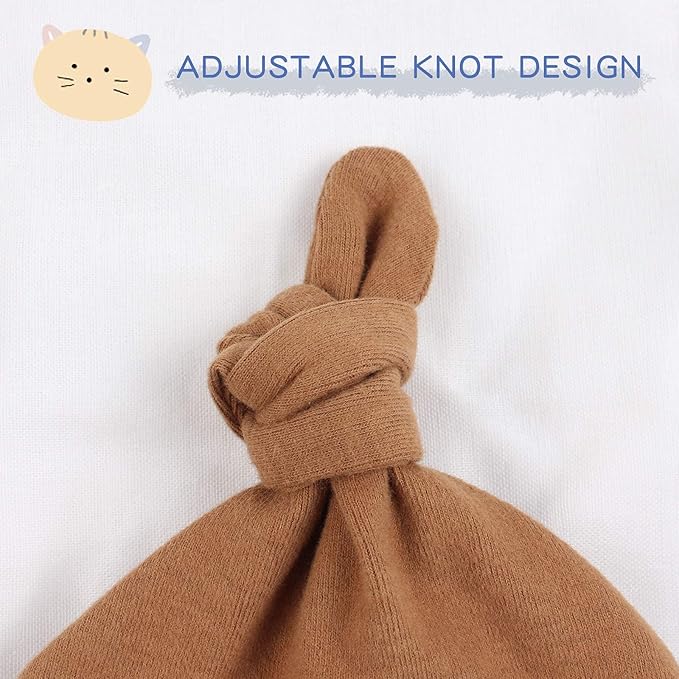 JANGANNSA Newborn Baby Hat Infant Baby Boys Beanie Top Knot Stretchy Hats for Girls 100% Organic Cotton