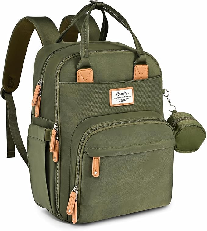 RUVALINO Diaper Bag Backpack - Multifunction Travel Back Pack Maternity Baby Changing Bags, Diaper Changing Totes, Large Capacity, Waterproof and Stylish, Baby Travel Essential, Army Green