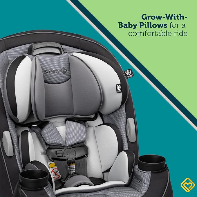 Safety 1st Grow and Go All-in-One Slim Convertible Car Seat, Rear Facing, 5-40 lbs, Forward Facing (30–65 lbs), High Back Booster Seat 40-100 pounds, Shadow