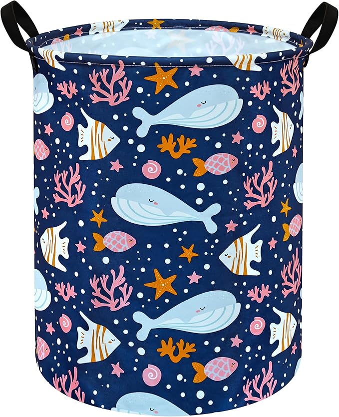 Round Laundry Hamper Storage Basket Laundry Organizer Hamper Storage Bins Clothes and Toys Box Nursery Hamper Gift Basket For Kids with Handles