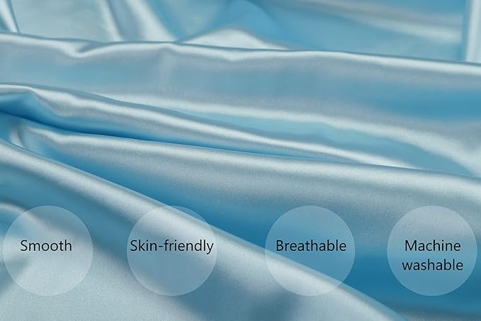 Satin Nursing Pillow Cover Set 2 Pack Ultra Soft Silk Compatible with Boppy Pillow for Breastfeeding Pillow Protect for Baby Hair and Skin Grey & Lt Blue