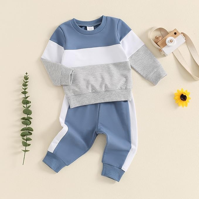 Toddler Baby Boy Fall Outfits Long Sleeve Crew Neck Pullover Sweatshirt + Jogger Pants Set Infant Winter Clothes