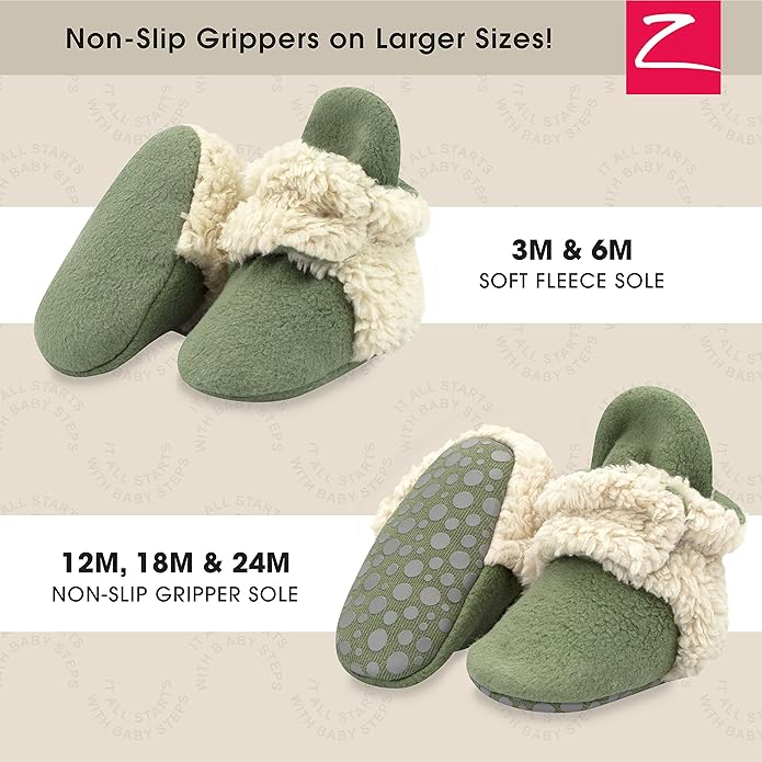 Zutano Unisex Fleece Baby Booties, Two Snap Closure, Newborn to 24 Months