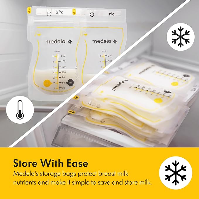 Medela Easy Pour Breastmilk Storage Bags 200 Count 7oz/210ml Disposable, Leakproof, Fast Freeze, Breast Milk Protection Recyclable & BPA Free
