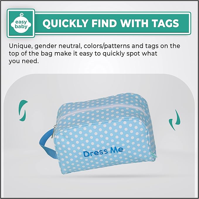 Easy Baby - Diaper, Bottle, and Supplies - Organizer Pouches and Changing Pad - Change, Feed, Dress, and Clean Me (8 Pack Laguna) | Organizing Packing Tote Cubes for Baby Items