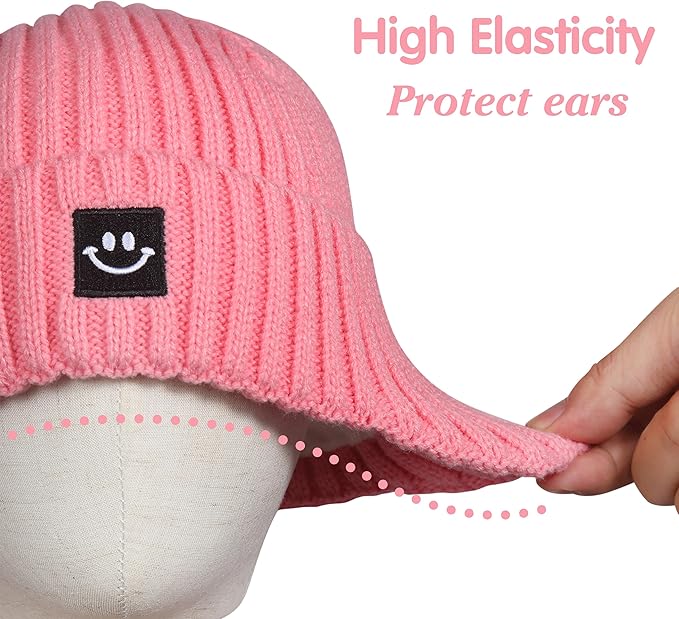 MaxNova 2 Pack Baby Beanie Toddler Winter Hat with Earflap for Girls Boys 0-8 Years